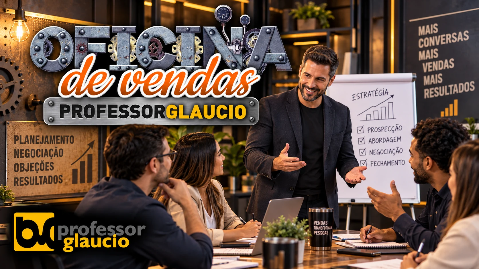 Oficina de Vendas ProfessorGlaucio: treinamento de planejamento, prospecção, abordagem, negociação e fechamento de vendas.