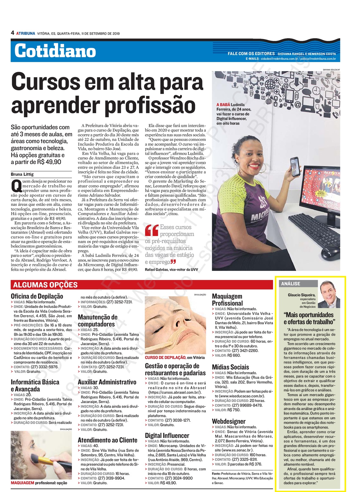 11-09-19- Cursos em alta para aprender profissão - A Tribuna