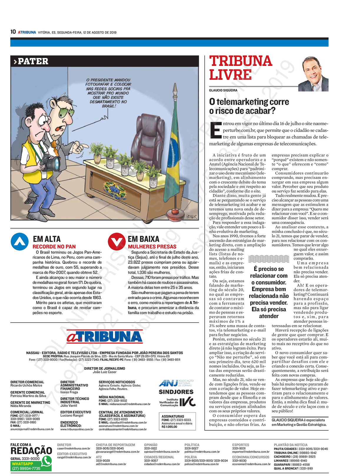 12-08-19 - Tribuna Livre - A Tribuna