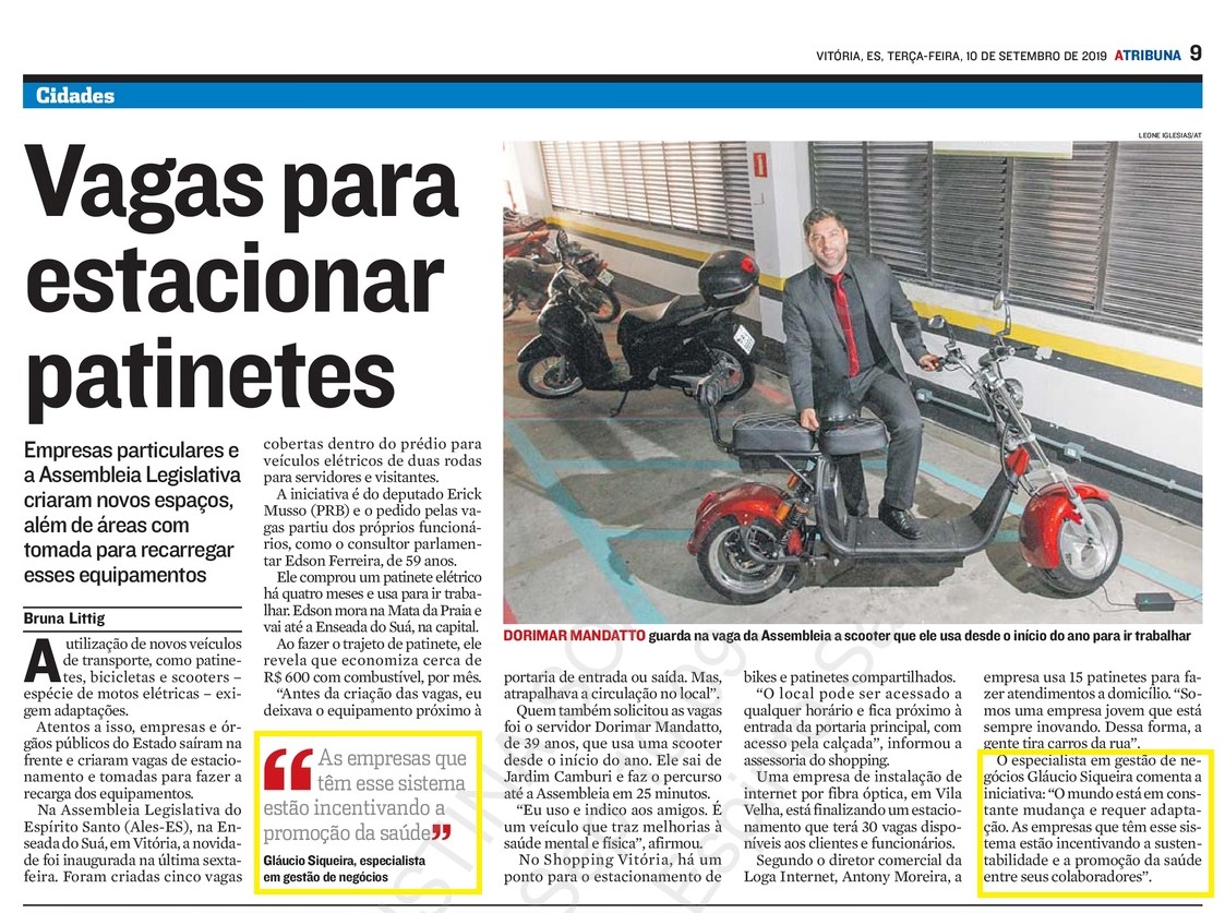 10-09-19 - Vagas para estacionar patinetes - A Tribuna